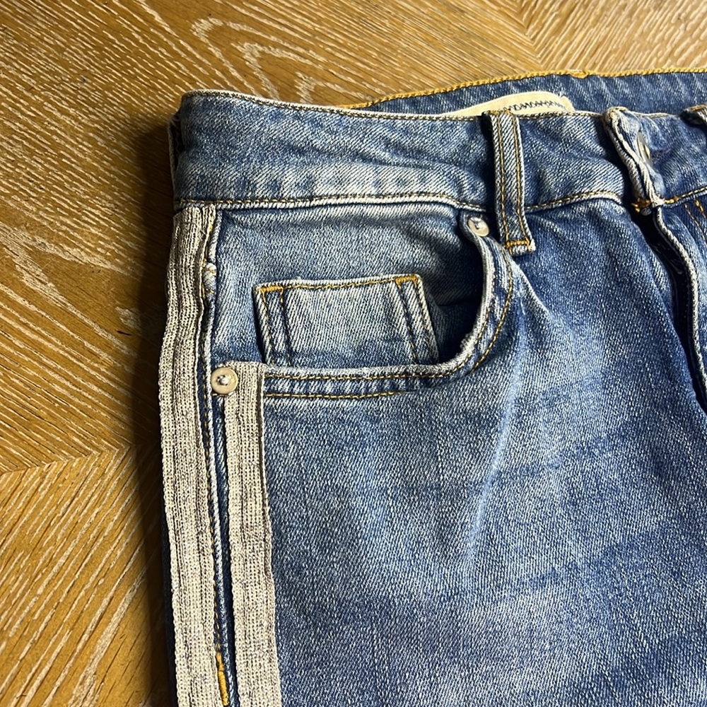 ANTHROPOLOGIE Pilcro & The Letterpress Silver Glitter Side Stripe Jeans - Picture 4 of 9